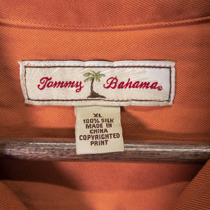 半袖シャツ XL 開襟 オレンジ 刺繍バックロゴ Tommy Bahama トミーバハマ