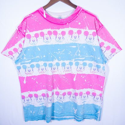 [メンズXL] 80年代 Disney/ディズニー Tシャツ キャラクターT ミッキーマウス オールオーバープリント 総柄 USA製