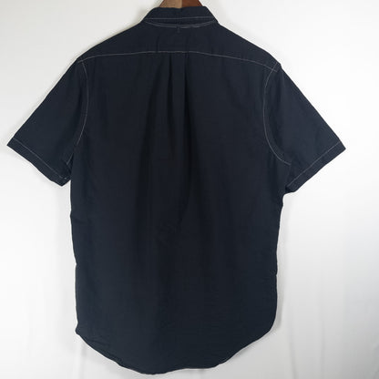 [メンズL] 00年代 Ralph Lauren/ラルフローレン 半袖シャツ シアサッカー 黒染め