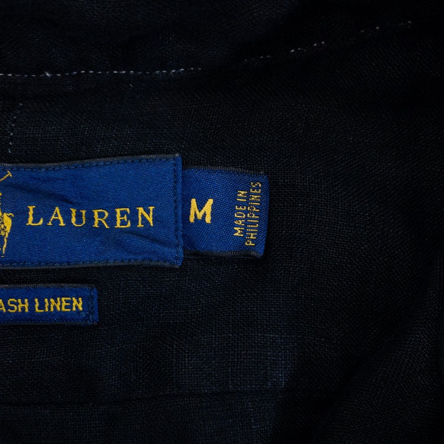 [メンズL] 00年代 Ralph Lauren/ラルフローレン 長袖シャツ リネンシャツ 黒染め
