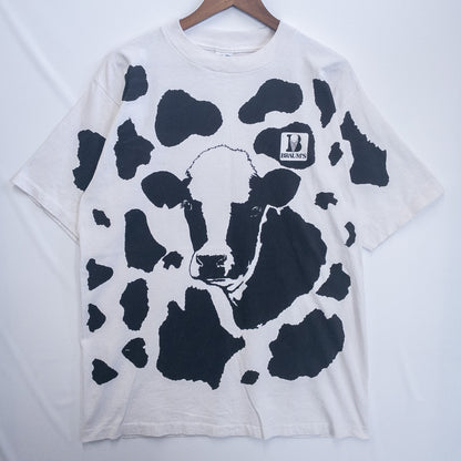 [メンズXL] 90年代 Tシャツ 企業T Braum's ブラムス 牛柄プリント