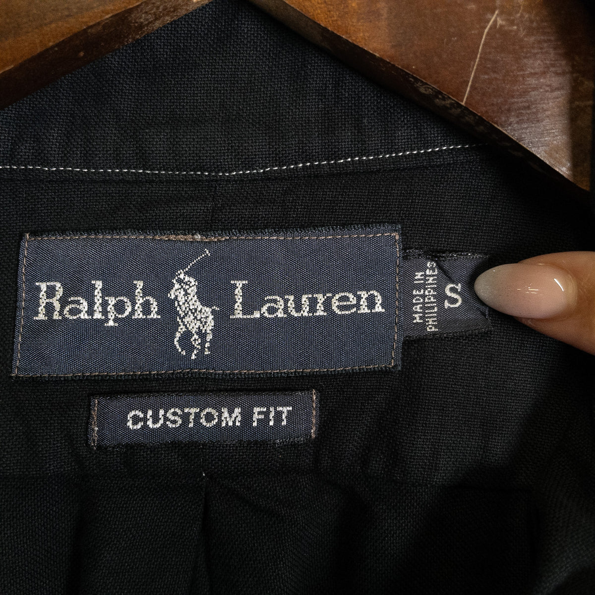 [メンズS] 00年代 Polo Ralph Lauren/ポロラルフローレン 長袖シャツ 黒染め