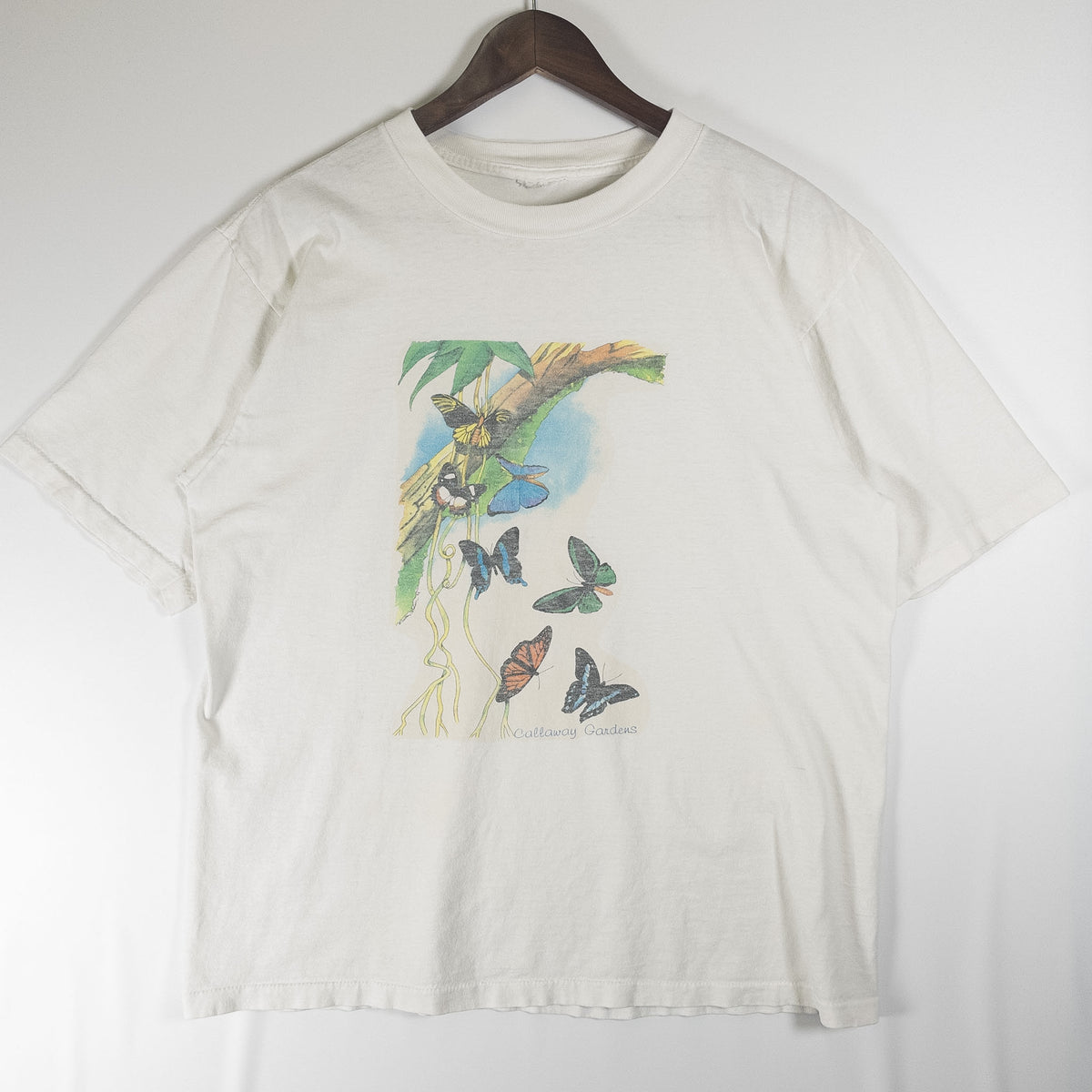 [メンズL] 90年代 Tシャツ Callaway Gardens バタフライ アートT