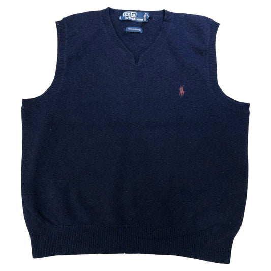 [メンズL] 90〜00年代 Polo by Ralph Lauren/ポロバイラルフローレン ベスト ラムウール Vネック ニットベスト