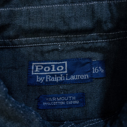 [メンズXL] 90〜00年代 Polo by Ralph Lauren/ポロバイラルフローレン ワイシャツ YARMOUTH BDシャツ 黒染め