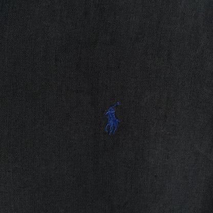 [メンズ3XL] 90〜00年代 Polo by Ralph Lauren/ポロバイラルフローレン 半袖シャツ リネン シルク 開襟シャツ 黒染め