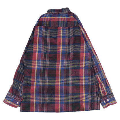 [メンズM] 90〜00年代 VAN HEUSEN/ヴァンヒューゼン 長袖シャツ チェック ボタンダウン 裏地付き
