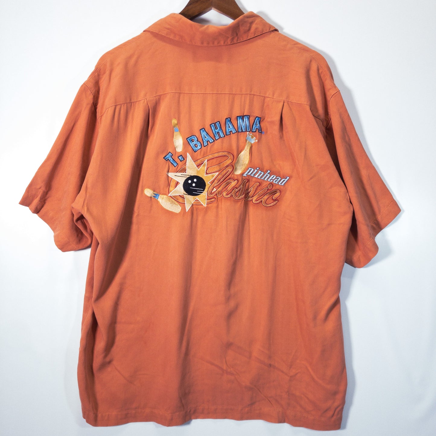 半袖シャツ XL 開襟 オレンジ 刺繍バックロゴ Tommy Bahama トミーバハマ