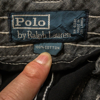[メンズW35] 90〜00年代 Polo by Ralph Lauren/ポロバイラルフローレン ショートパンツ カーゴショーツ 黒染め