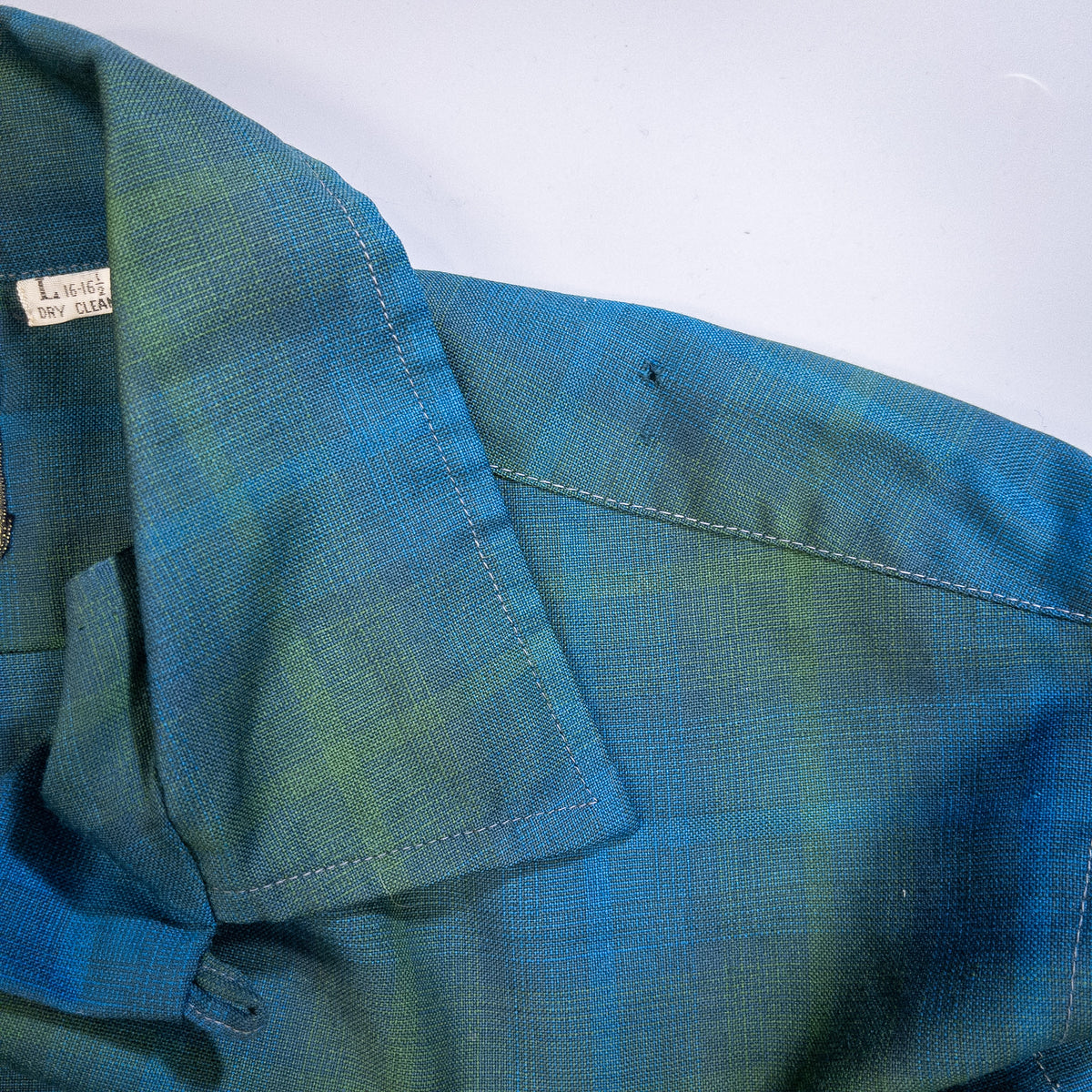 [メンズL] 60~70年代 Woolshire Supreme 長袖シャツ オンブレチェック 開襟シャツ