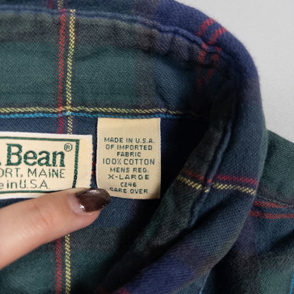 [メンズXL] 80〜90年代 L.L.Bean/エルエルビーン ネルシャツ タータンチェック ボタンダウン USA製
