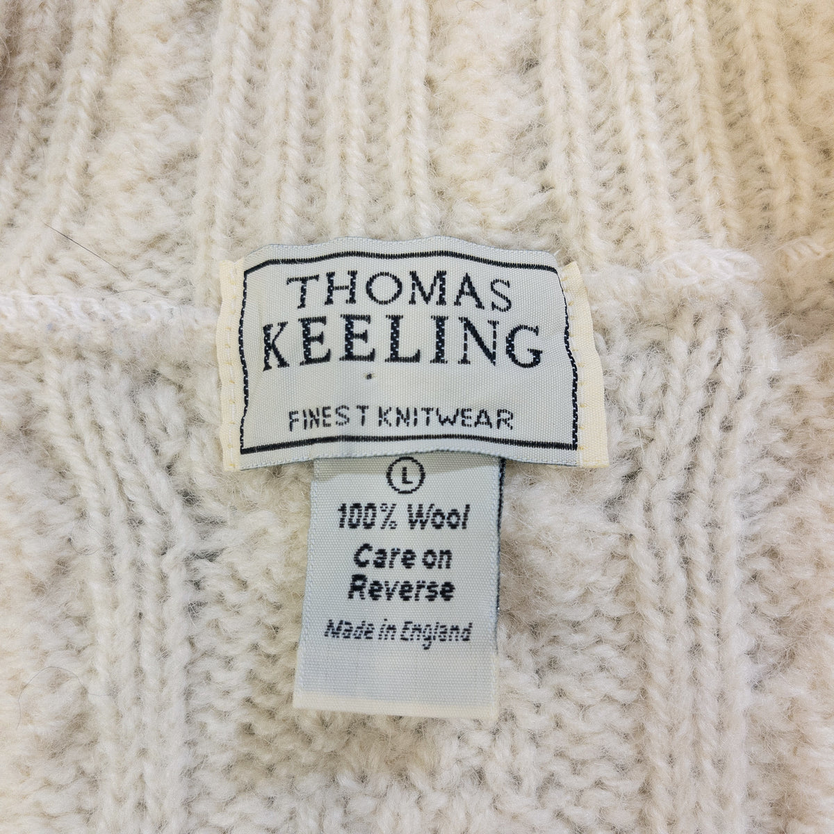 [メンズL] 90〜00年代 THOMAS KEELING ニット セーター ケーブルニット フルジップ イギリス製