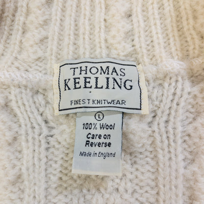 [メンズL] 90〜00年代 THOMAS KEELING ニット セーター ケーブルニット フルジップ イギリス製