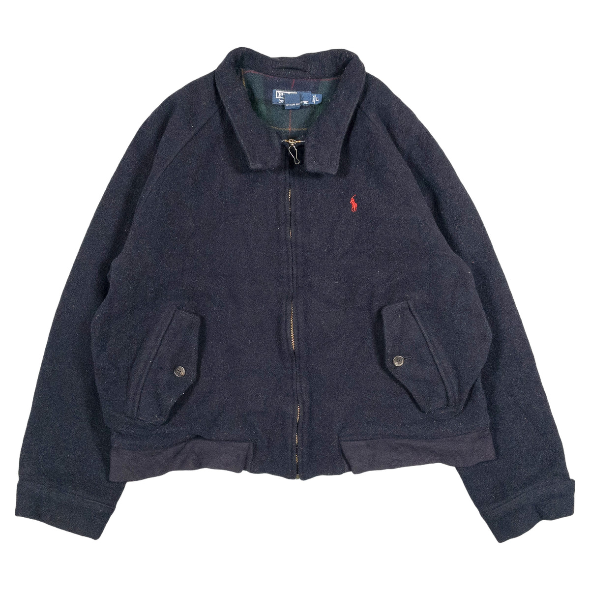 [メンズXL] 90〜00年代 Polo by Ralph Lauren/ポロバイラルフローレン ウール ハリントンジャケット 裏地チェック