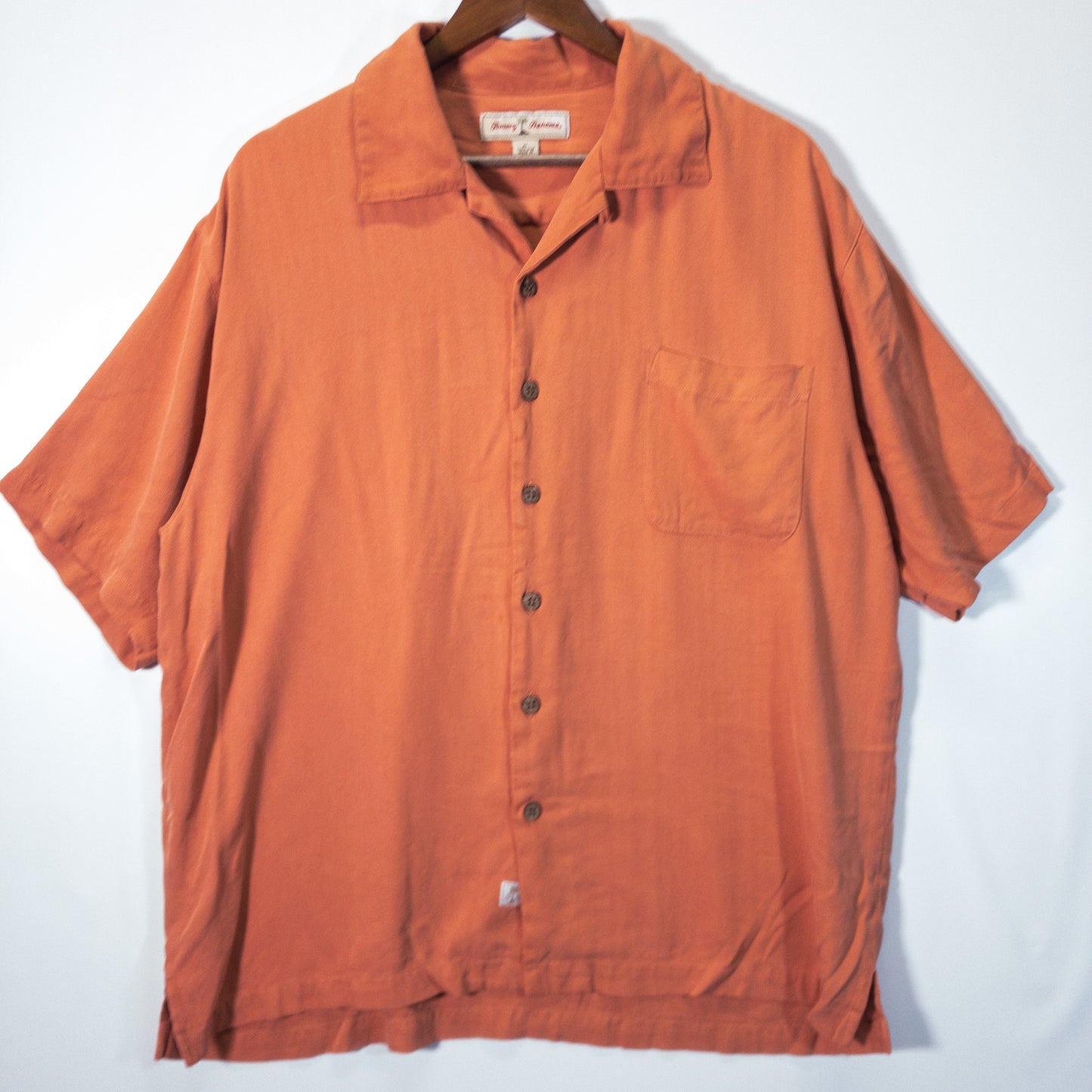 半袖シャツ XL 開襟 オレンジ 刺繍バックロゴ Tommy Bahama トミーバハマ