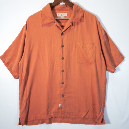 半袖シャツ XL 開襟 オレンジ 刺繍バックロゴ Tommy Bahama トミーバハマ
