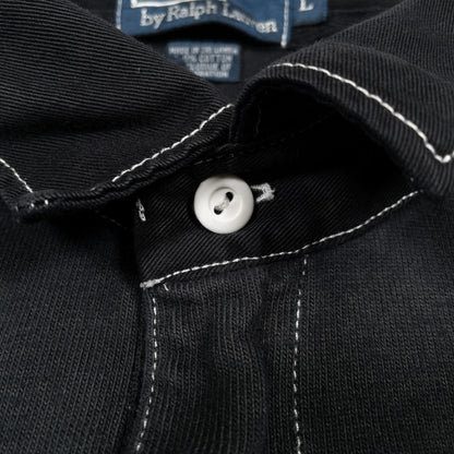 [メンズXL] 90〜00年代 Polo by Ralph Lauren/ポロバイラルフローレン 長袖Tシャツ ラガーシャツ ボーダー ビッグポニー 黒染め