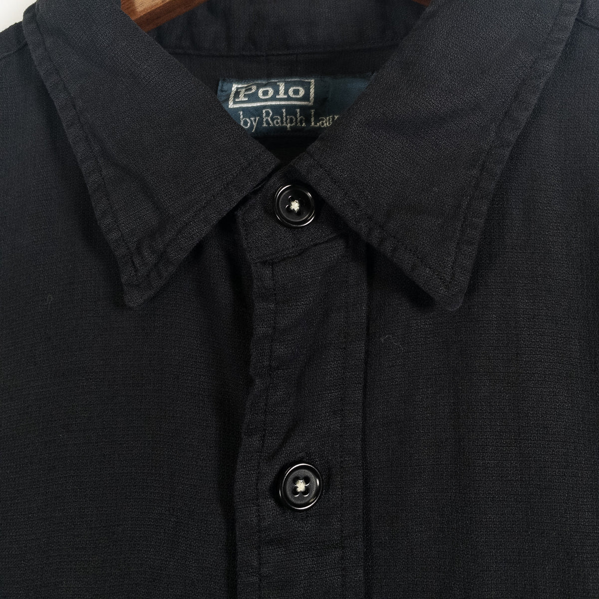 [メンズL] 90〜00年代 Polo by Ralph Lauren/ポロバイラルフローレン 半袖シャツ リネンシャツ 黒染め
