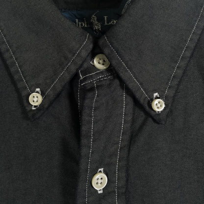 [メンズL] 90〜00年代 Ralph Lauren/ラルフローレン 半袖シャツ 黒染め