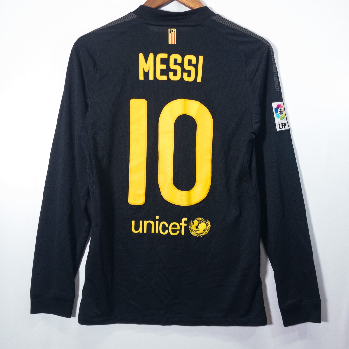 [メンズXS以下] 00年代 Nike/ナイキ 長袖シャツ ゲームシャツ サッカーユニフォーム FCバルセロナ メッシ 長袖