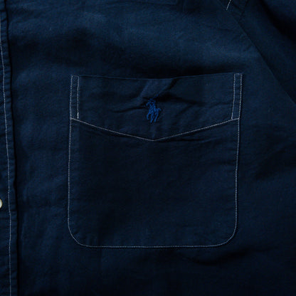 [メンズM] 90〜00年代 Ralph Lauren/ラルフローレン 長袖シャツ BIG SHIRT 黒染め