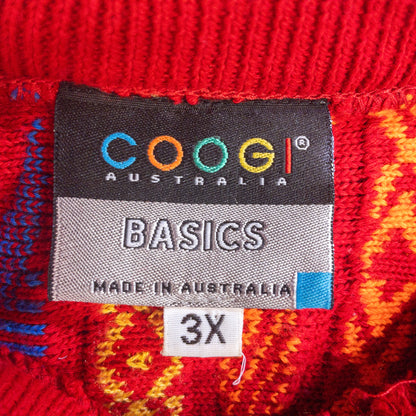 [メンズXL] 90年代 COOGI/クージー ニット セーター AUSTRALIA BSICS 3Dニット ハーフジップ