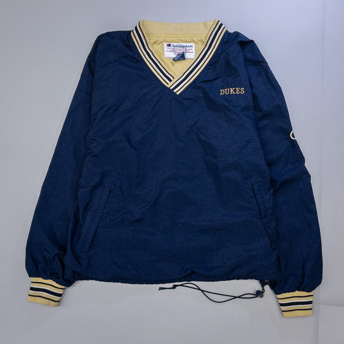 [メンズXXL] 90〜00年代 Champion/チャンピオン ナイロンジャケット Vネックナイロンプルオーバー DUKE カレッジ