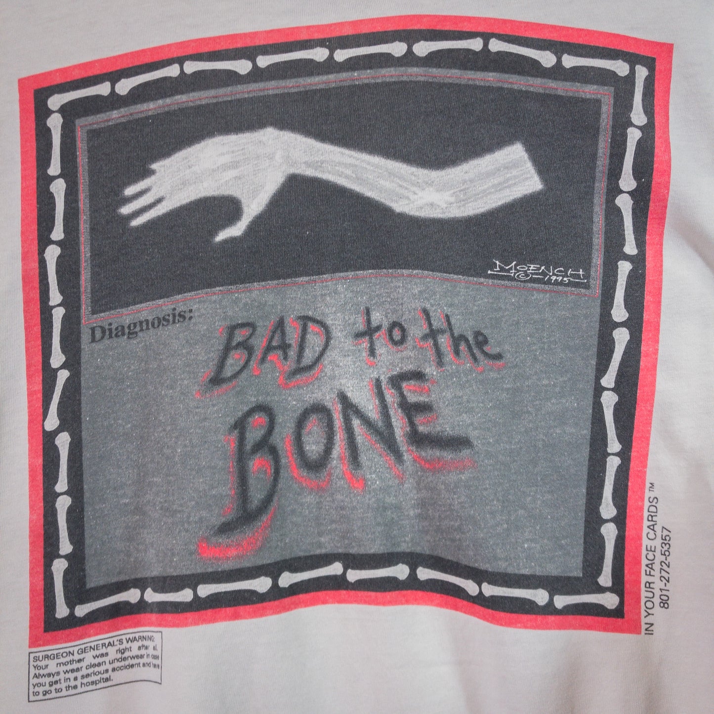 [メンズXL] 90年代 Hanes/ヘインズ Tシャツ In Your Face Cards BAD TO THE BONE アートT