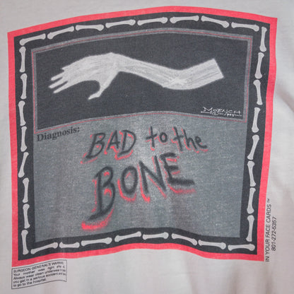 [メンズXL] 90年代 Hanes/ヘインズ Tシャツ In Your Face Cards BAD TO THE BONE アートT