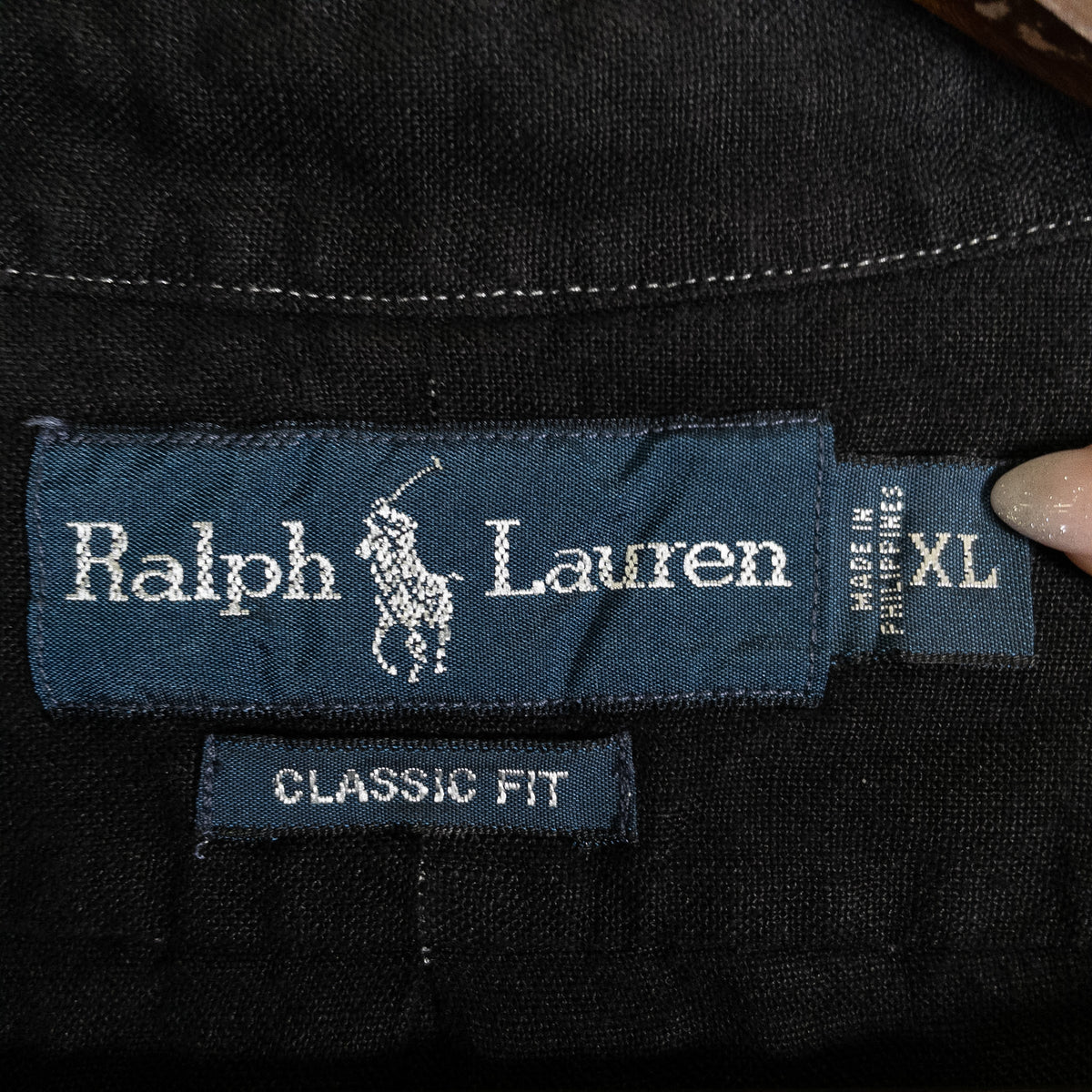 [メンズXXL] 90〜00年代 Polo by Ralph Lauren/ポロバイラルフローレン 長袖シャツ リネンシャツ 黒染め