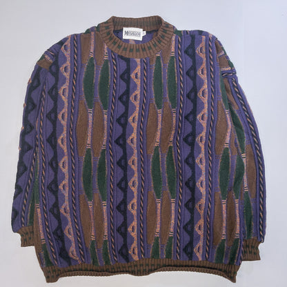 [メンズXXL] 90年代 MEGALOS ニット セーター USA製 3Dニット