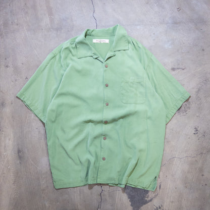 [メンズL] 90〜00年代 Tommy Bahama/トミーバハマ 半袖シャツ 無地 シルク 開襟