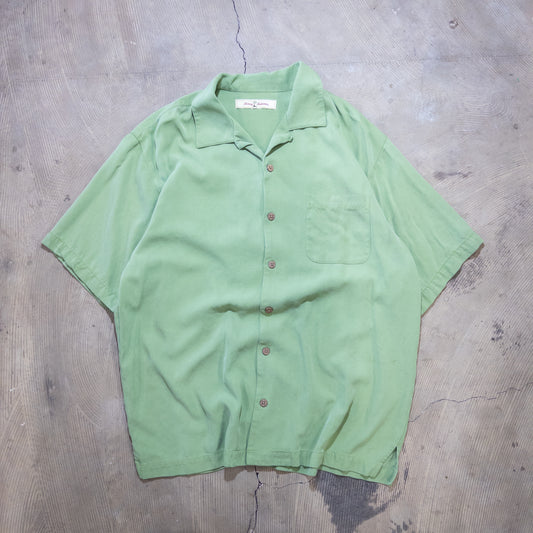 [メンズL] 90〜00年代 Tommy Bahama/トミーバハマ 半袖シャツ 無地 シルク 開襟