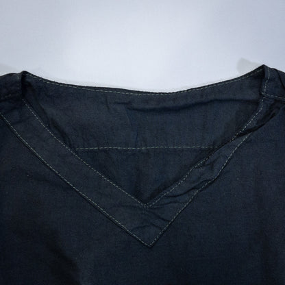 [メンズXXL] 80年代 長袖Tシャツ ソ連軍 スリーピングシャツ リネン 黒染め