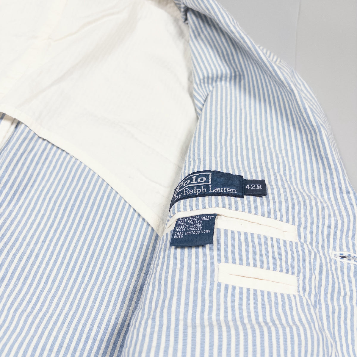 [メンズM] 90〜00年代 Polo by Ralph Lauren/ポロバイラルフローレン テーラードジャケット シアサッカー ストライプ 3つボタン