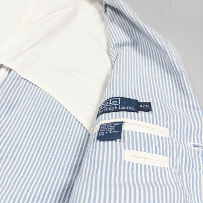 [メンズM] 90〜00年代 Polo by Ralph Lauren/ポロバイラルフローレン テーラードジャケット シアサッカー ストライプ 3つボタン