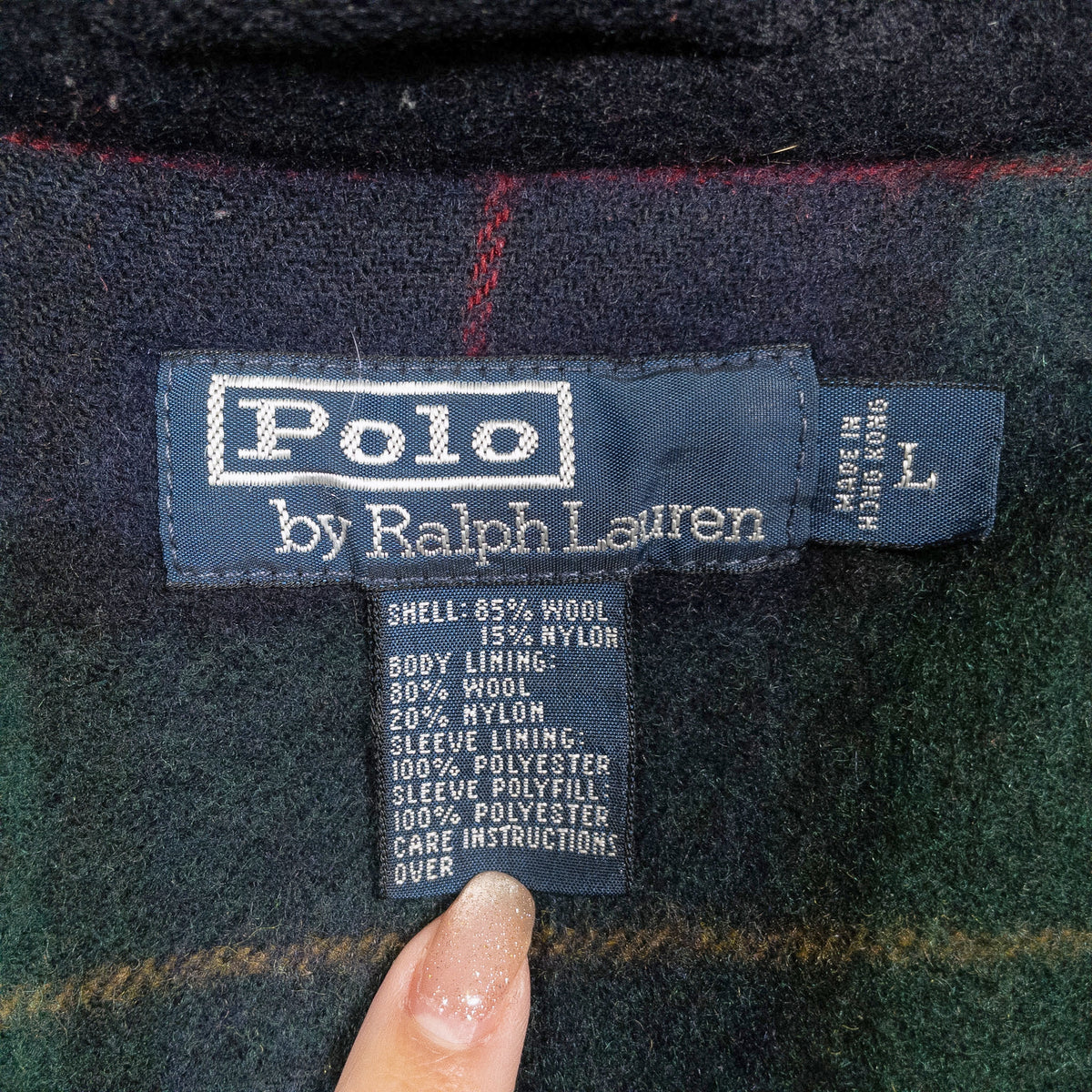 [メンズXL] 90〜00年代 Polo by Ralph Lauren/ポロバイラルフローレン ウール ハリントンジャケット 裏地チェック