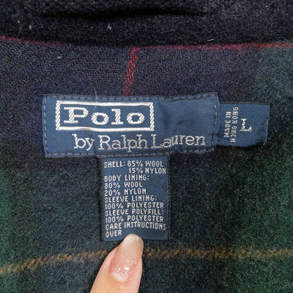 [メンズXL] 90〜00年代 Polo by Ralph Lauren/ポロバイラルフローレン ウール ハリントンジャケット 裏地チェック