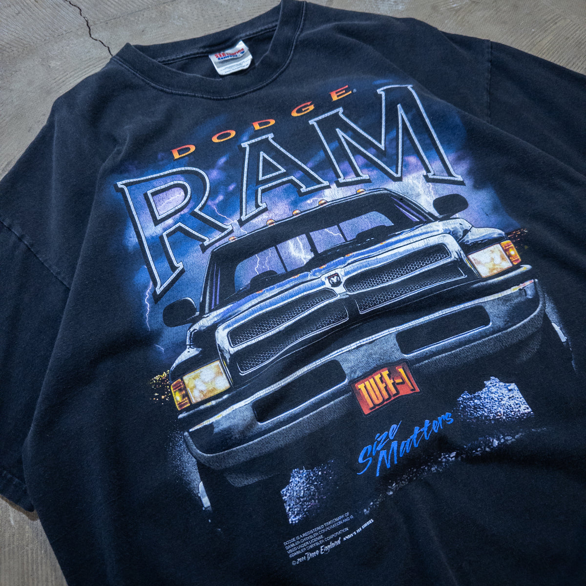 [メンズXL] 00年代 Hanes/ヘインズ Tシャツ DODGE RAM ダッジラム アメ車 アドバタイジングTシャツ