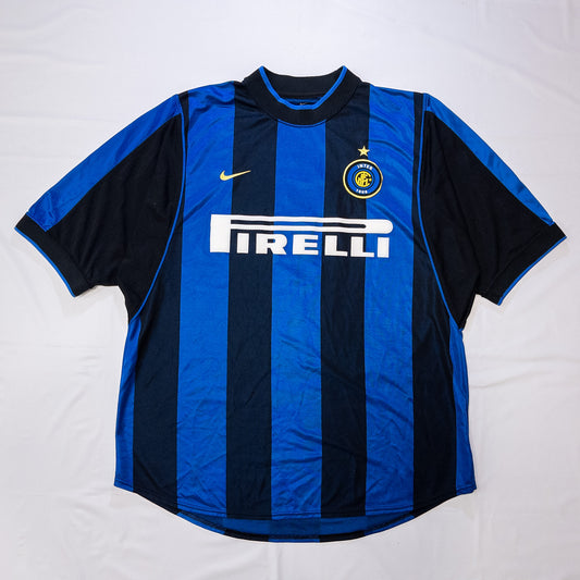 [メンズL] 90〜00年代 Nike/ナイキ インテル・ミラノ RONALDO #9 サッカーユニフォーム / Made in UK