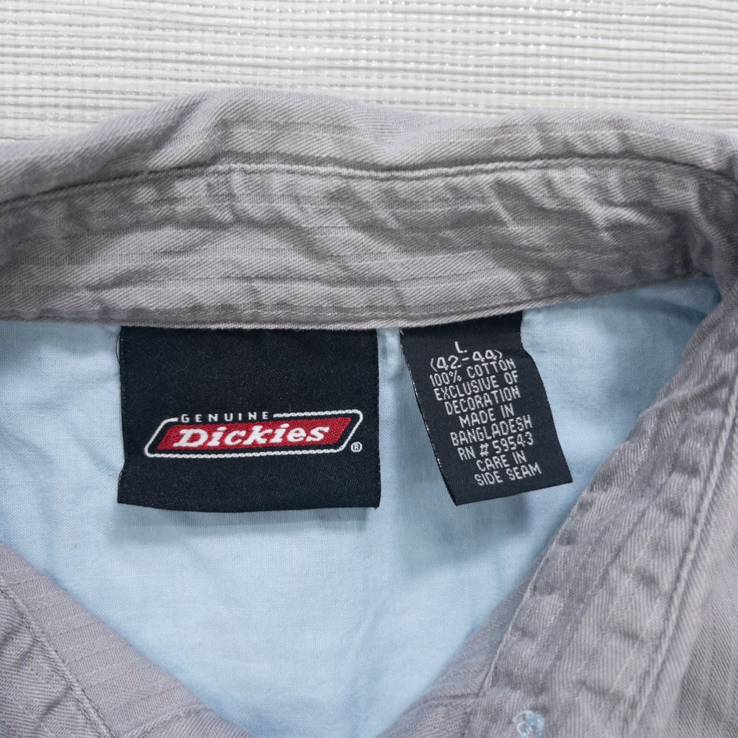 Dickies ディッキーズ 半袖ワークシャツ 刺繍 トップス メンズL バングラデシュ製 グレー