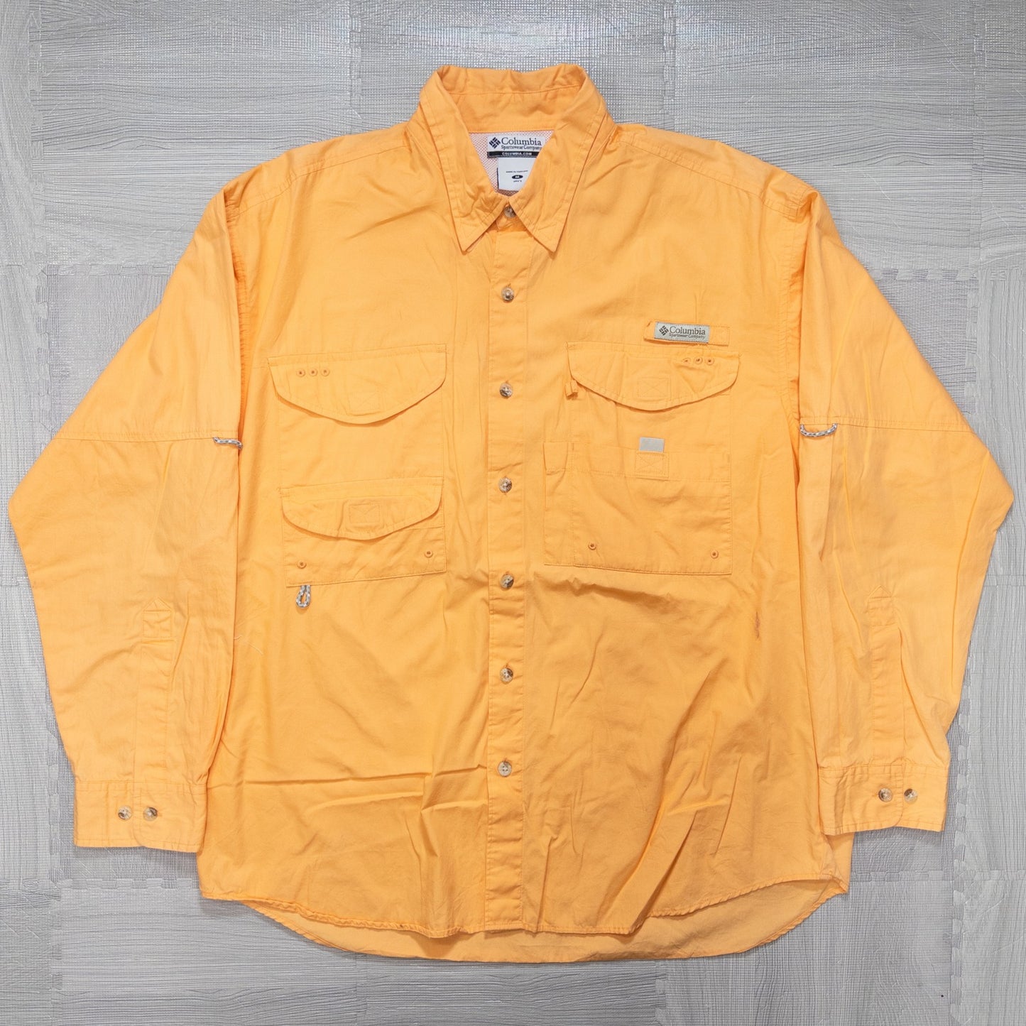 Columbiaコロンビア PFG 無地 フィッシングシャツ 長袖シャツ トップス メンズM タイ製 オレンジ