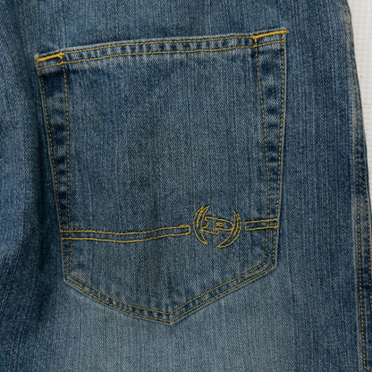 PHAT FARM ヒップホップデニムパンツ 刺繍 パンツ W34 L33 メキシコ製 インディゴブルー