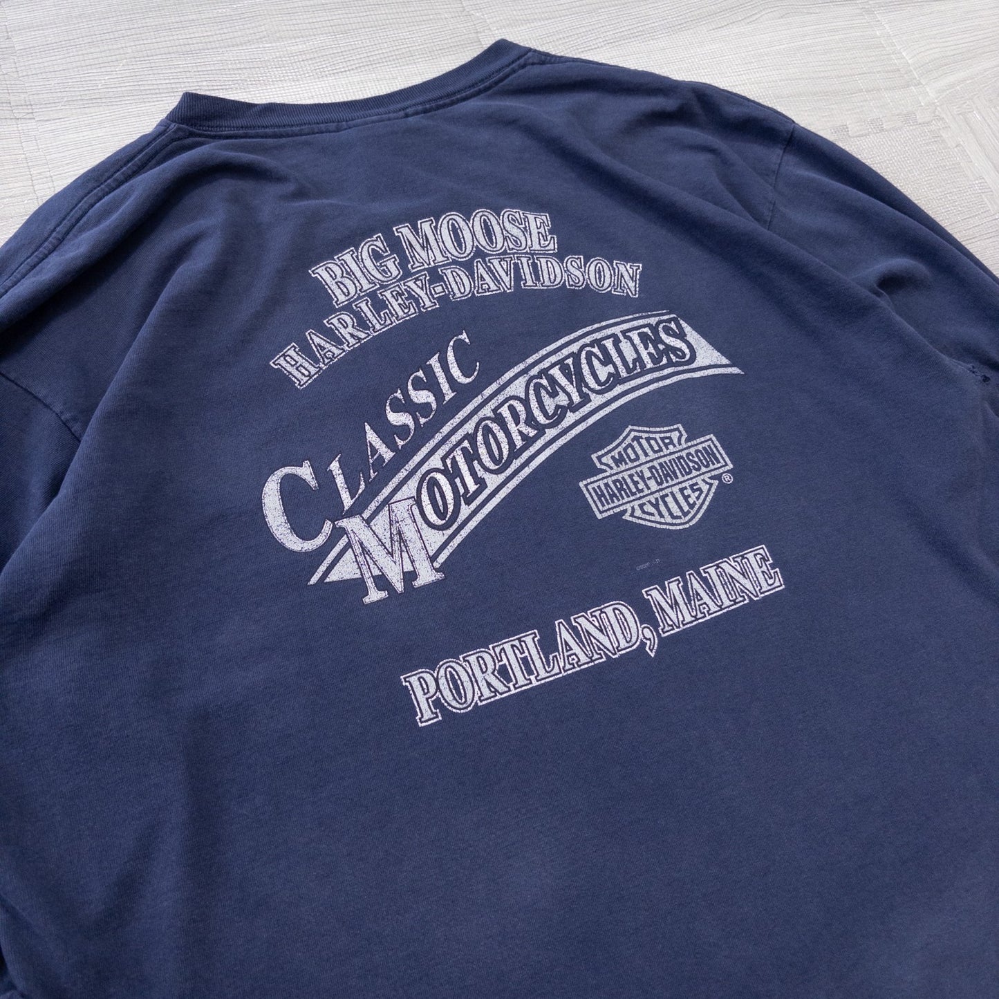 00s HARLEY-DAVIDSON ハーレーダビッドソン 長袖Tシャツ ロンT XL USA製 ネイビー