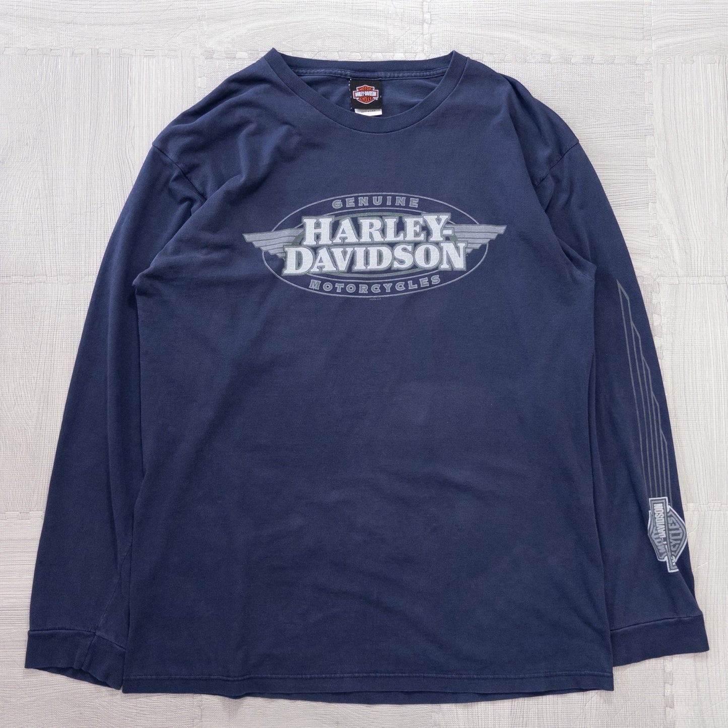 00s HARLEY-DAVIDSON ハーレーダビッドソン 長袖Tシャツ ロンT XL USA製 ネイビー