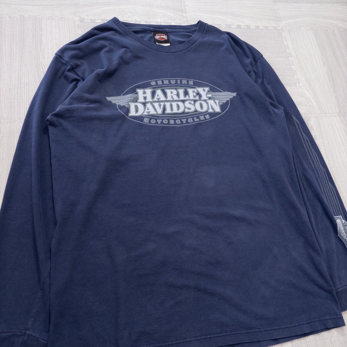 00s HARLEY-DAVIDSON ハーレーダビッドソン 長袖Tシャツ ロンT XL USA製 ネイビー