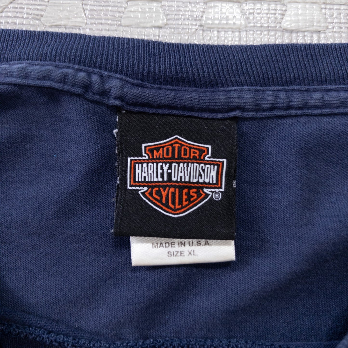 00s HARLEY-DAVIDSON ハーレーダビッドソン 長袖Tシャツ ロンT XL USA製 ネイビー