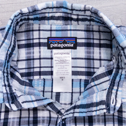 Patagonia パタゴニア パッカーウェア 半袖シャツ チェック柄 ホワイト スカイブルー  M