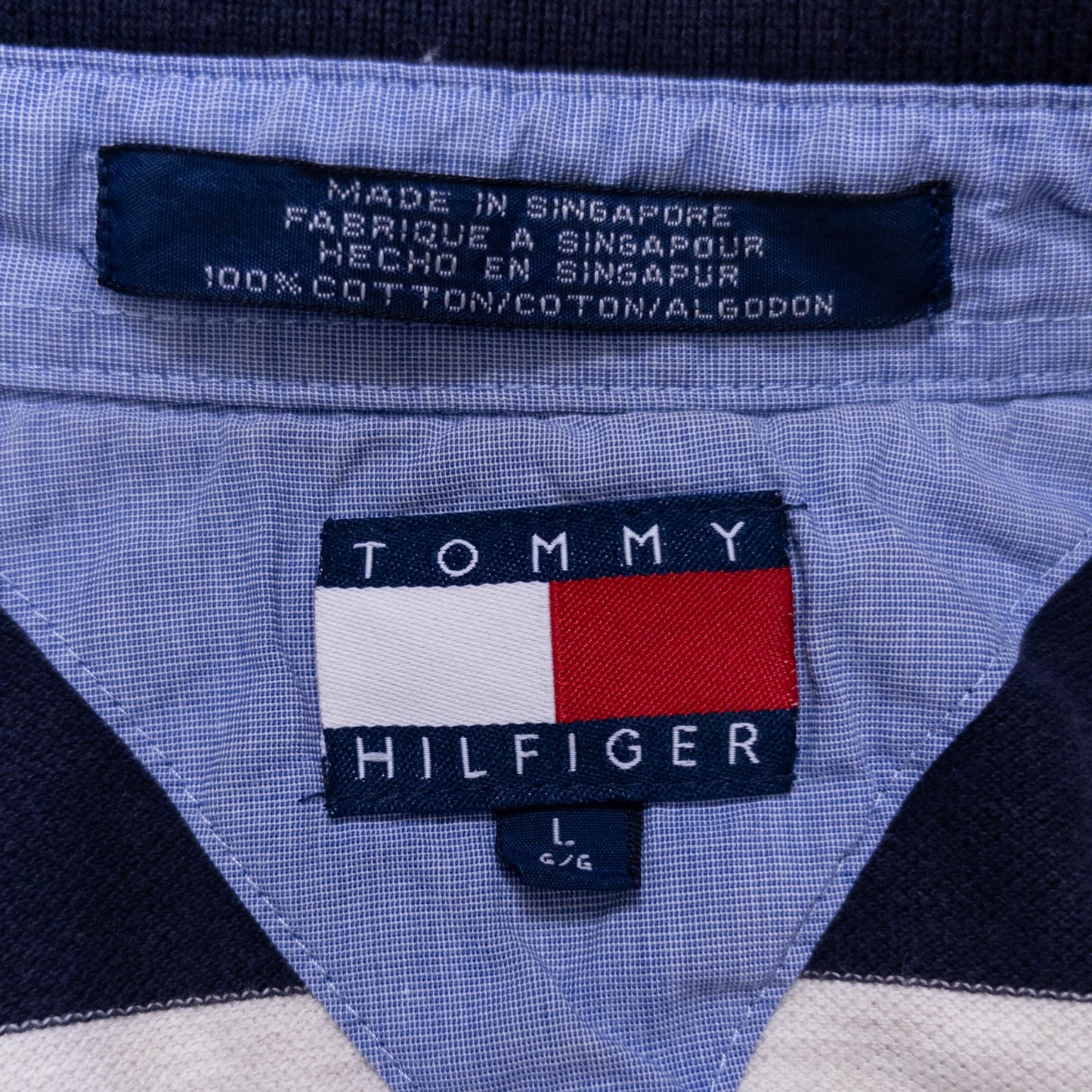 90s TOMMY トミーヒルフィガー ポロシャツ ボーダー L