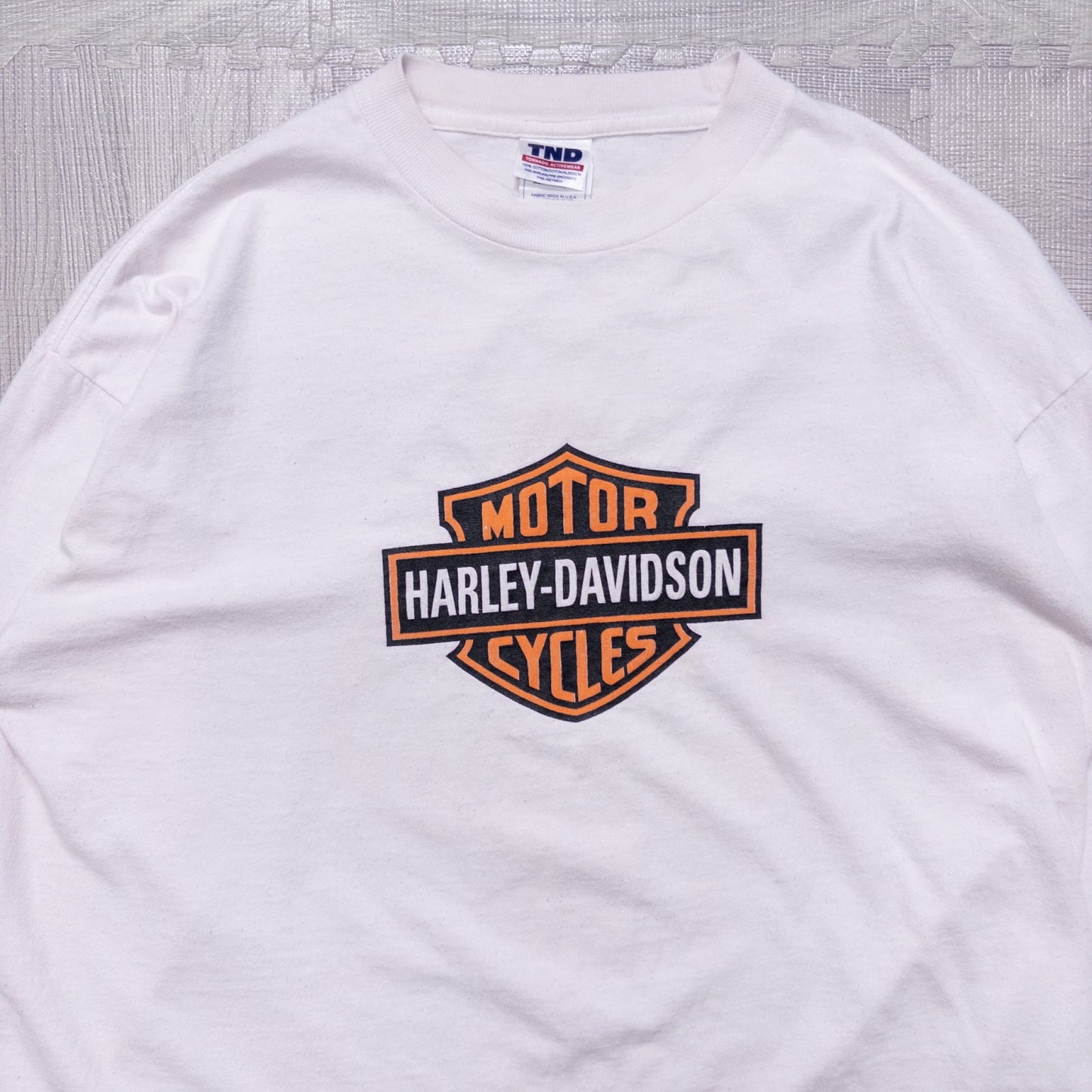 00s HARLEY-DAVIDSON ハーレーダビッドソン フレイムロゴ 長袖Tシャツ ロンT ホワイト USA製 L